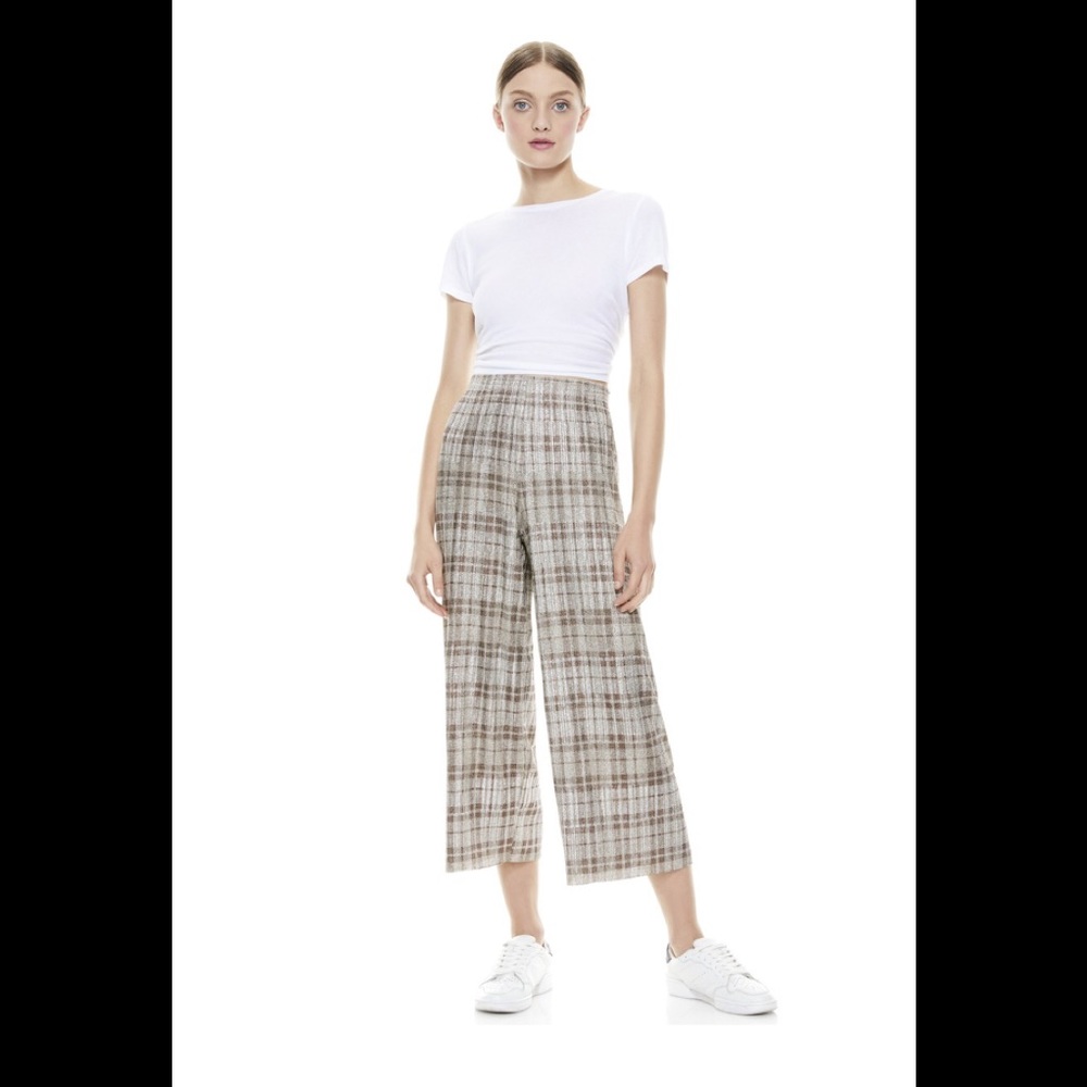 Alice + Olivia Elba Metallic Plaid Ankle Pant NWT